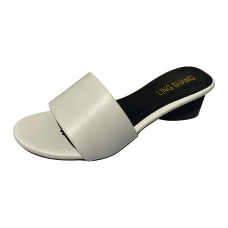 FAVIPTSandals Women Sandals for Women Dressy Womens Flats Sandals Sandals Women Dressy Summer 2023 Women s Middle Heels Shoes Ladies Sandals Summer Non-Slip Causal Slippers