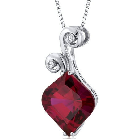 Peora 8.00 Carat T.G.W. Onion Cut Created Ruby Rhodium over Sterling Silver Pendant, 18