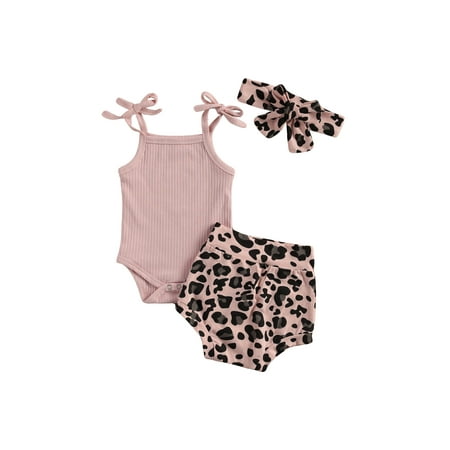 Sunisery Newborn Baby Girls Summer Clothes Sling Tank Romper Tops Leopard Shorts with Headband 3Pcs Set Pink 0-3 Months
Sunisery Newborn Baby Girls Summer Clothes Sling Tank Romper Tops Leopard Shorts with Headband 3Pcs Set Pink 0-3 Months