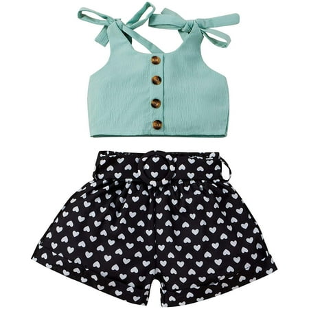 DNDKILG Infant Baby Toddler Girls Clothes Set Sleeveless Love Print Outfits Summer Button Tank Top and Shorts Set with Green 6M-4Y 110
DNDKILG Infant Baby Toddler Girls Clothes Set Sleeveless Love Print Outfits Summer Button Tank Top and Shorts Set with Green 6M-4Y 110