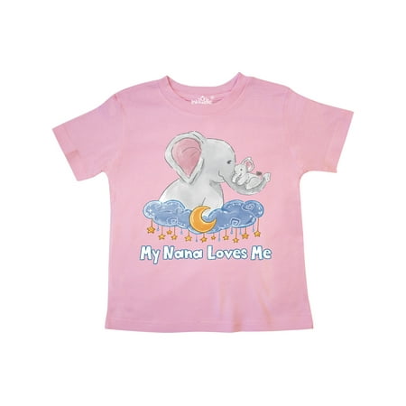 Inktastic My Nana Loves Me Cute Elephants Clouds Moon and Stars Gift Toddler Boy or Toddler Girl T-Shirt
