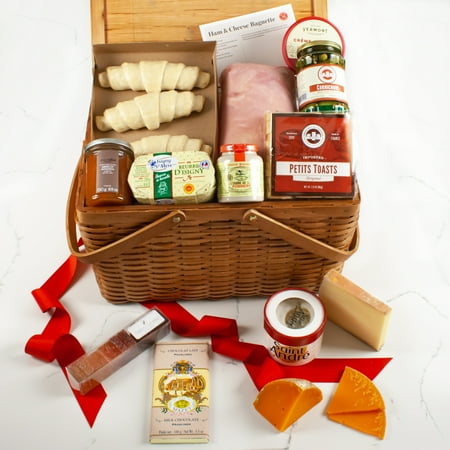 Martha Stewart French Picnic Gift Basket - Includes Award-Winning French Cheeses, French Ham, Delicious French Chocolate, Apricot Jam, Butter Croissants And More Surprises