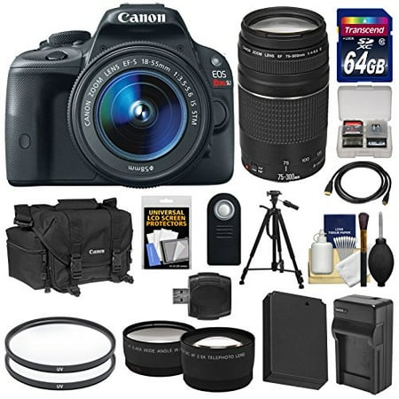 Canon EOS Rebel SL1 Digital SLR Camera & EF-S 18-55mm IS STM Lens with EF 75-300mm III Zoom Lens + 64GB Card + Battery + Case + Tele\/Wide Lenses + Tripod Kit Canon EOS Rebel SL1 Digital SLR Camera & EF-S 18-55mm IS STM Lens with EF 75-300mm III Zoom Lens + 64GB Card + Battery + Case + Tele\/Wide Lenses + Tripod Kit