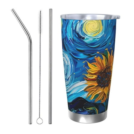 Gaeub Starry Night Sunflower Field Print 20-Ounce Stainless Steel Car Cup Tumblers Cups with Lids and Straw Coffee Cups for Adults Kids Home Car Office School Travel Party-Straw Three-piece Set
Gaeub Starry Night Sunflower Field Print 20-Ounce Stainless Steel Car Cup Tumblers Cups with Lids and Straw Coffee Cups for Adults Kids Home Car Office School Travel Party-Straw Three-piece Set