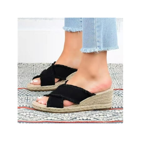 Avamo Women Wedges Sandals Casual Slips On Sandals Wedges Backless Slides Denim Slippers
Avamo Women Wedges Sandals Casual Slips On Sandals Wedges Backless Slides Denim Slippers
