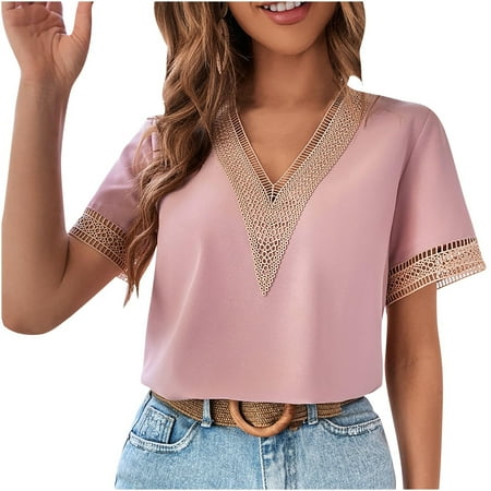 Corset Tops for Women Floral Women s Lace Short Sleeve V-Neck Solid Casual Shirts Loose Blouse Tops Cropped T Shirts for Women Pink XL
Corset Tops for Women Floral Women s Lace Short Sleeve V-Neck Solid Casual Shirts Loose Blouse Tops Cropped T Shirts for Women Pink XL