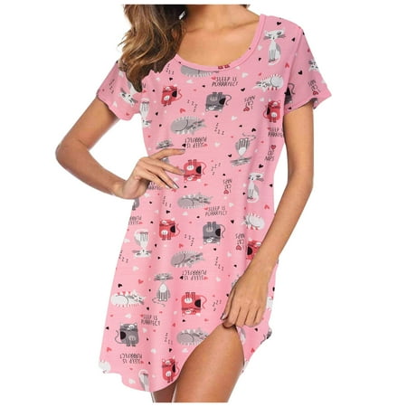 Summer Nightgowns for Women Casual Soft Crewneck Short Sleeves Pajamas Dress Cute Print Night Shirts Sleepwear
Summer Nightgowns for Women Casual Soft Crewneck Short Sleeves Pajamas Dress Cute Print Night Shirts Sleepwear