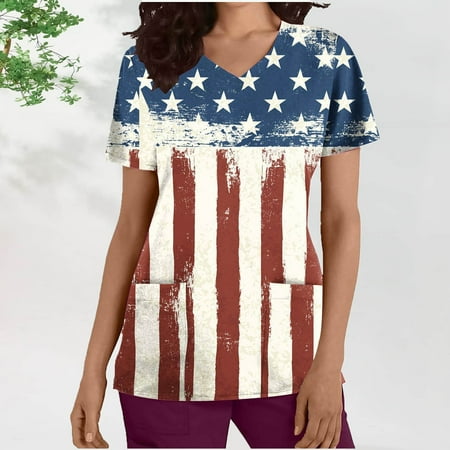 RKSTN Nursing Scrub Tops for Women 4th of July Summer Tops for Women V Neck Tops for Women Independence Day Print Womens Tops on Clearance
RKSTN Nursing Scrub Tops for Women 4th of July Summer Tops for Women V Neck Tops for Women Independence Day Print Womens Tops on Clearance