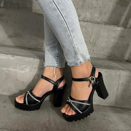 Ladies Fashion Rhinestones Leather Cross Strap Fish Mouth Thick Sole High Heel Buckle Sandals
Ladies Fashion Rhinestones Leather Cross Strap Fish Mouth Thick Sole High Heel Buckle Sandals