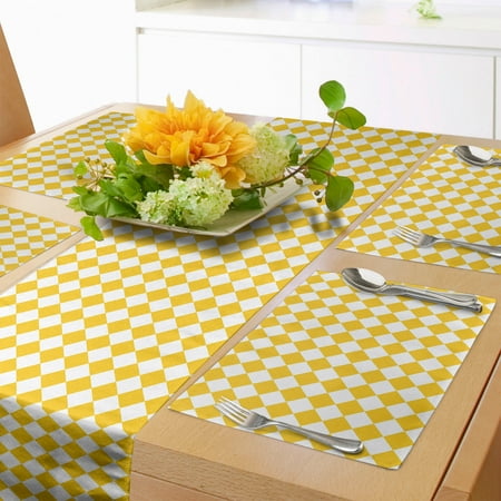 Yellow and White Table Runner & Placemats Diagonal Checkered Old Fashioned Retro Style Grid Mosaic Pattern Set for Dining Table Decor Placemat 4 pcs + Runner 12 x72 Yellow and White by Ambesonne
Yellow and White Table Runner & Placemats Diagonal Checkered Old Fashioned Retro Style Grid Mosaic Pattern Set for Dining Table Decor Placemat 4 pcs + Runner 12 x72 Yellow and White by Ambesonne