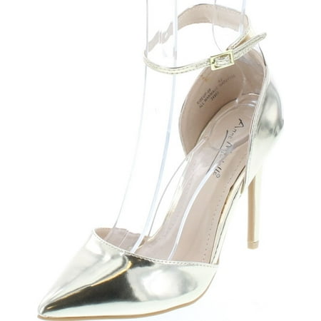 Bamboo Womens Riseup-08 Fashion Dress Pumps Shoes Gold Patent 10