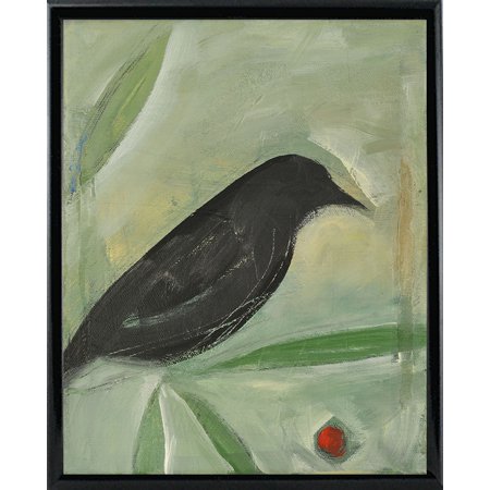 Bird And Berry 1-TIMNYB130267 Print 13.25"x10.75" by Tim Nyberg in a Black Metal Frame