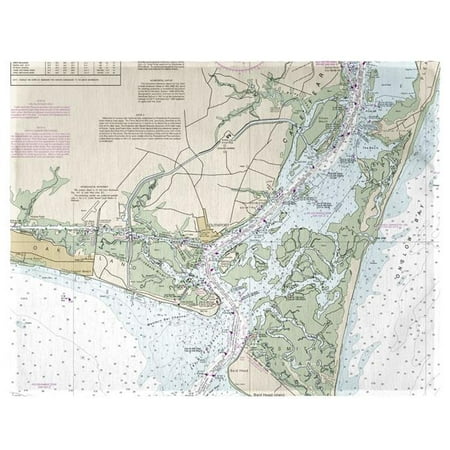Betsy Drake PM11537 Cape Fear NC Nautical Map Place Mat - Set of 4