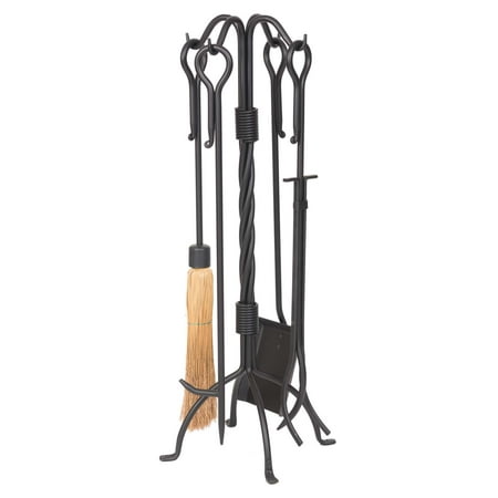 Dagan Five Piece Wrought Iron Fireplace Tool Set Black