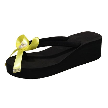 Cathalem Fashion Summer Women Slippers Thick Soles Wedge Heels Flip Flops Ribbon Pearl Bow Solid Beach Casual Style Yellow 41
Cathalem Fashion Summer Women Slippers Thick Soles Wedge Heels Flip Flops Ribbon Pearl Bow Solid Beach Casual Style Yellow 41