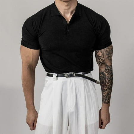 KDJ Men Short Sleeve T Shirt Muscle Fitness Blouse Top Lapel Office Business T Dress
KDJ Men Short Sleeve T Shirt Muscle Fitness Blouse Top Lapel Office Business T Dress