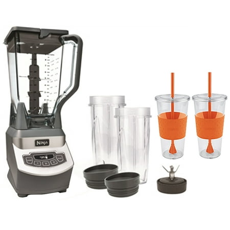 Ninja Professional Style Blender with Single Serve (BL660) With 2 x Copco Eco First Tumbler 24 Ounce Togo Cup Mug - Orange