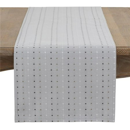 Saro Lifestyle 2136.GY1654B 54 in. Square Stitched Line Table Runner Gray