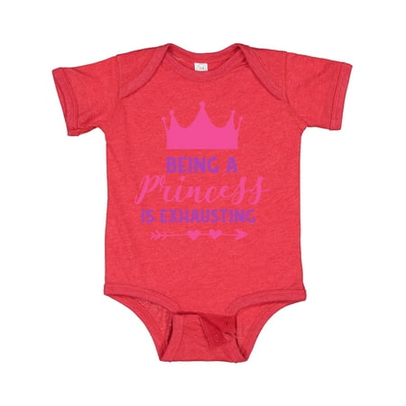 Inktastic Being a Princess is Exhausting Crown Hearts Gift Baby Girl Bodysuit