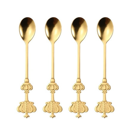 4pcs Stainless Steel Spoons Crown Spoon Coffee Spoons Dessert Spoons Sugar Spoon