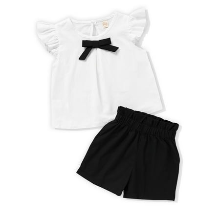KIMI BEAR Infant Girls Outfits 18 Months Infant Girls Summer Outfits 24 Months Infant Girls Cute Fly-sleeve Top + Black Shorts 2PCs Set White
KIMI BEAR Infant Girls Outfits 18 Months Infant Girls Summer Outfits 24 Months Infant Girls Cute Fly-sleeve Top + Black Shorts 2PCs Set White