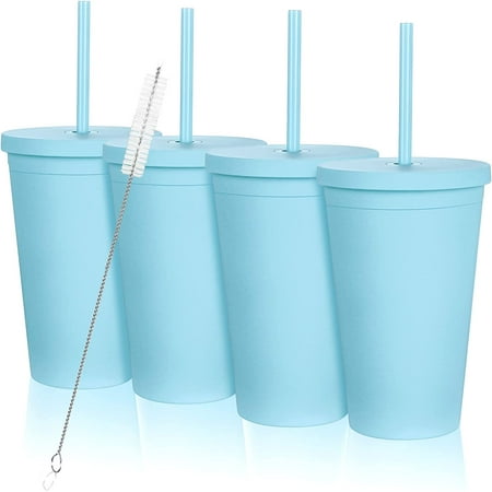 16oz Plastic Tumbler with Lid and Straw & Extra Straw Cleaner- 4 Pack Double Wall Matte Finish & BPA Free Acrylic Tumblers for Home. Sports & Office - Reusable with Snug Fit Lid
16oz Plastic Tumbler with Lid and Straw & Extra Straw Cleaner- 4 Pack Double Wall Matte Finish & BPA Free Acrylic Tumblers for Home. Sports & Office - Reusable with Snug Fit Lid