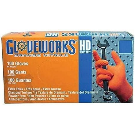 Gloveworks GWON48100 Orange X-Large Heavy Duty Nitrile Gloves 
Gloveworks GWON48100 Orange X-Large Heavy Duty Nitrile Gloves