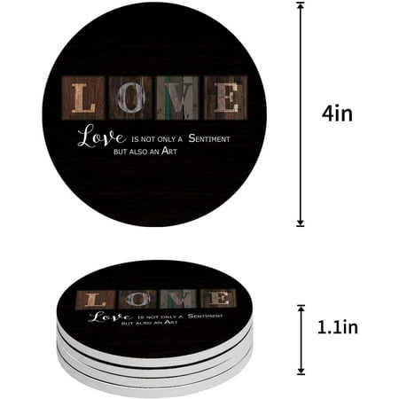 ZHANZZK Vintage Wood Grain Love Word Black Set of 4 Round Coaster for Drinks Absorbent Ceramic Stone Coasters Cup Mat with Cork Base for Home Kitchen Room Coffee Table Bar Decor
ZHANZZK Vintage Wood Grain Love Word Black Set of 4 Round Coaster for Drinks Absorbent Ceramic Stone Coasters Cup Mat with Cork Base for Home Kitchen Room Coffee Table Bar Decor