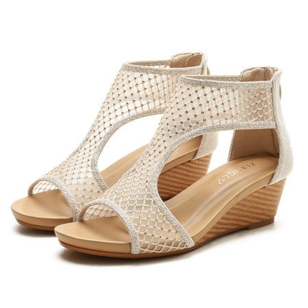 Cathalem Fashion Spring Summer Women Sandals Medium Heel Wedge Solid Mesh Breathable And Comfortable Back Born Womens Sandals 6 Gold 9
Cathalem Fashion Spring Summer Women Sandals Medium Heel Wedge Solid Mesh Breathable And Comfortable Back Born Womens Sandals 6 Gold 9