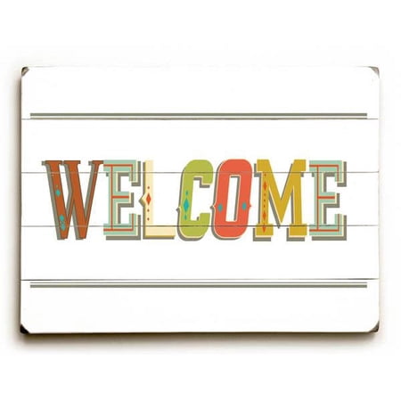 ArteHouse Decorative Wood Sign "Welcome" by Artist Rebecca Peragine, 18" x 24", Planked Wood