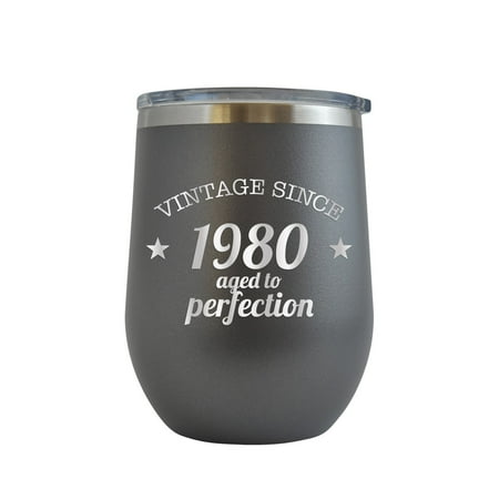 Vintage Since 1980 Aged to Perfection - Engraved 12 oz Grey Wine Cup Unique Funny Birthday Gift Graduation Gifts for Men or Women 40th Birthday forty over the hill hilarious 1980
Vintage Since 1980 Aged to Perfection - Engraved 12 oz Grey Wine Cup Unique Funny Birthday Gift Graduation Gifts for Men or Women 40th Birthday forty over the hill hilarious 1980