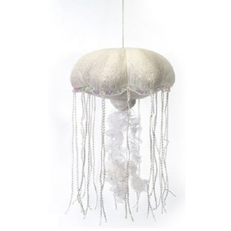 14" White Jellyfish Glittered Plush Stuffed Animal Toy by Fiesta Toys
