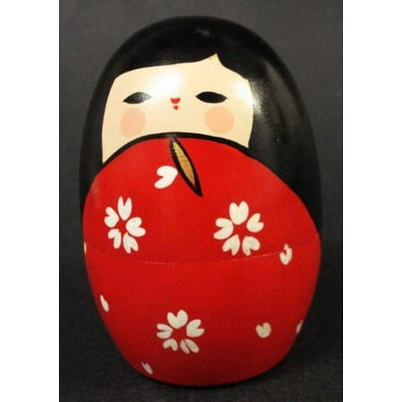 S-1649 Matryoshka Kokeshi Nesting Doll, Red Red-Doll