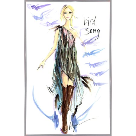 Bird Song-JENLIL115071 Print 16.75"x10.5" by Jennifer Lilya in a White Metal Frame