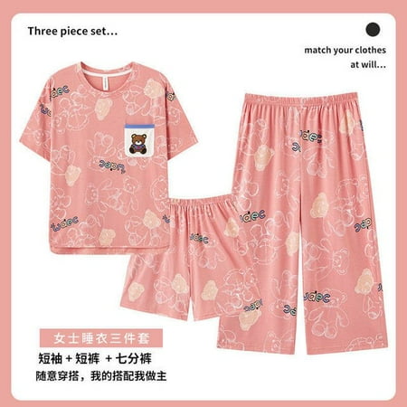 QWZNDZGR Summer New Capris 3 Piece Sets Elegant Women Sleepwear Short Sleepwear Floral Female Pajama Sets Pyjamas Loose Home Pijama Mujer
QWZNDZGR Summer New Capris 3 Piece Sets Elegant Women Sleepwear Short Sleepwear Floral Female Pajama Sets Pyjamas Loose Home Pijama Mujer
