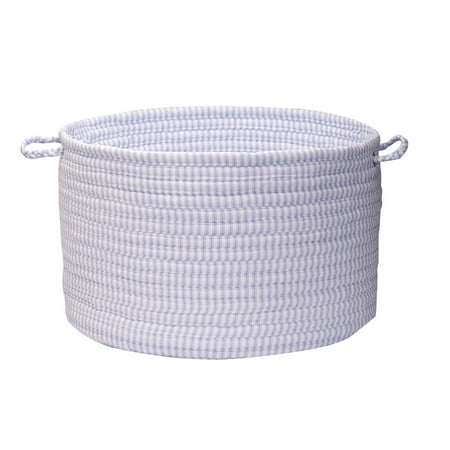 Colonial Mills 18 Blue and White Handmade Braided Basket with Handle