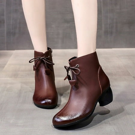 NEGJ Women s Short Round Toe Booties Solid Color Retro Lace Up Chunky And Suqare Heels Boots
NEGJ Women s Short Round Toe Booties Solid Color Retro Lace Up Chunky And Suqare Heels Boots