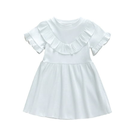 Bslissey Toddler Little Girls Ruffle Dress Short Sleeve Solid Color A-line Princess Dress Crew Neck Loose Ribbed Dress 12M 18M 24M 3T 4T 5T Kids Casual Summer Dress
Bslissey Toddler Little Girls Ruffle Dress Short Sleeve Solid Color A-line Princess Dress Crew Neck Loose Ribbed Dress 12M 18M 24M 3T 4T 5T Kids Casual Summer Dress