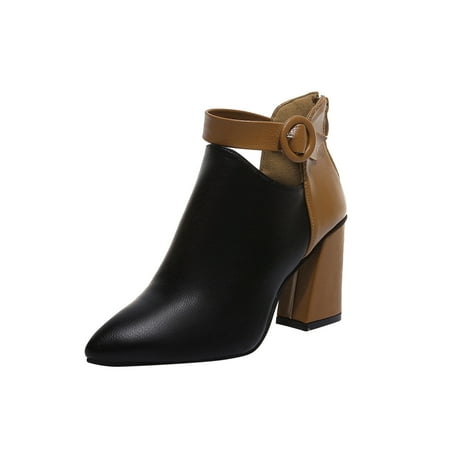 Gzztg Womans Shoes Women High Heel Casual Retro Splicing Pointed Zip Belt Buckle Block Womens
Gzztg Womans Shoes Women High Heel Casual Retro Splicing Pointed Zip Belt Buckle Block Womens