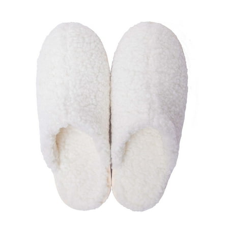 CLPP LI Womens Slip on Fuzzy House Slippers - White - 9