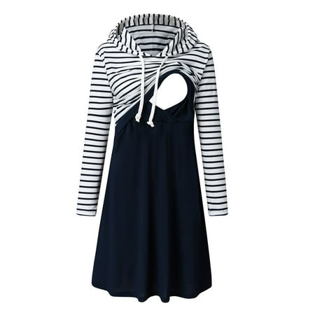 Fragarn Maternity clothes Women Maternity Long Sleeve Striped Dress For Breastfeeding With Hooded
Fragarn Maternity clothes Women Maternity Long Sleeve Striped Dress For Breastfeeding With Hooded