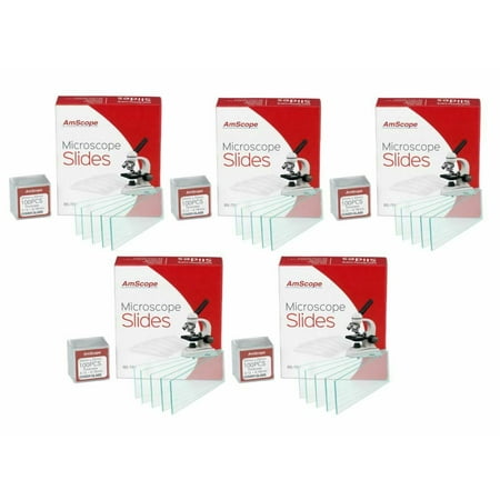 AmScope 5-Pack of 72 Blank Microscope Slides +5 x 100 22x22mm Square Coverslips
AmScope 5-Pack of 72 Blank Microscope Slides +5 x 100 22x22mm Square Coverslips