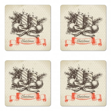 Vintage Christmas Coaster Set of 4 Merry Xmas Theme Hand Drawn Candles Spruce Leaves on Polka Dots Square Hardboard Gloss Coasters Standard Size Brown Tan Vermilion by Ambesonne
Vintage Christmas Coaster Set of 4 Merry Xmas Theme Hand Drawn Candles Spruce Leaves on Polka Dots Square Hardboard Gloss Coasters Standard Size Brown Tan Vermilion by Ambesonne