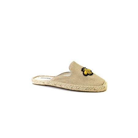 Soludos Womens Beaded Bee Espadrilles Mules Safari Beige Canvas Size 5