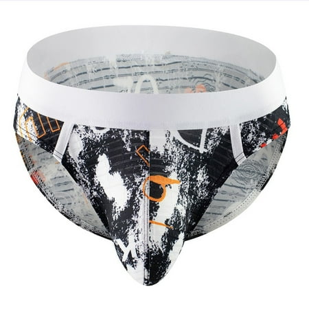 Men Print Low-rise Bulge Pouch Thong T-back Bikini Underwear Underpants