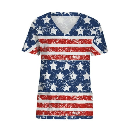 QAZXD Womens Summer Independence Day Scrub Tops V-Neck Short Sleeve Graphic Prints Shirts Blouse White S
QAZXD Womens Summer Independence Day Scrub Tops V-Neck Short Sleeve Graphic Prints Shirts Blouse White S