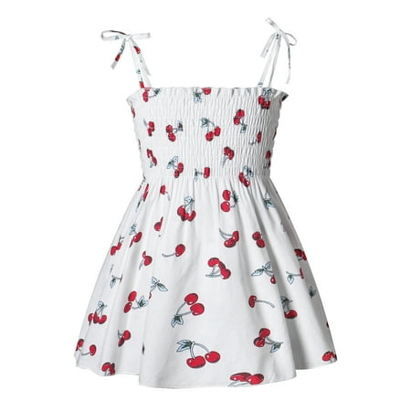 Toddler Kids Girls Summer Dresses Sunflower Print Sleeveless Strap Sundress