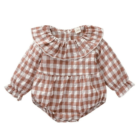 Qtinghua Infant Baby Girls Romper Long Sleeve One Piece Bodysuit Plaids Jumpsuit Bodysuit Fall Clothes Pink 6-12 Months
Qtinghua Infant Baby Girls Romper Long Sleeve One Piece Bodysuit Plaids Jumpsuit Bodysuit Fall Clothes Pink 6-12 Months