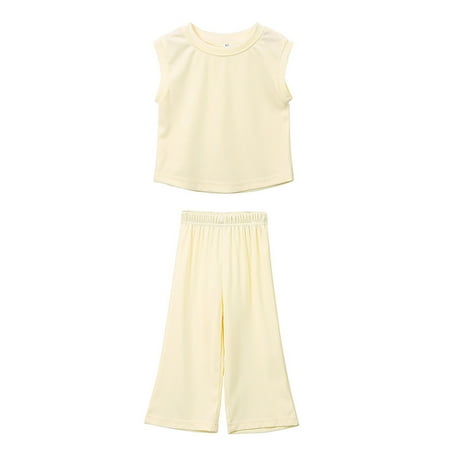 JIEU Summer New Girls Baby Ice Silk Suit Baby Girls Fashionable Versatile Summer Solid Color Loose Sleeveless Vest Top Trousers Two Sets
JIEU Summer New Girls Baby Ice Silk Suit Baby Girls Fashionable Versatile Summer Solid Color Loose Sleeveless Vest Top Trousers Two Sets