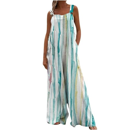 Rompers for Women Summer Womens Jumpsuits And Rompers Women Print Jumpsuit Pajamas Casual Buttons Pocket Sleeveless Wide Leg Long Pants on Clearance
Rompers for Women Summer Womens Jumpsuits And Rompers Women Print Jumpsuit Pajamas Casual Buttons Pocket Sleeveless Wide Leg Long Pants on Clearance